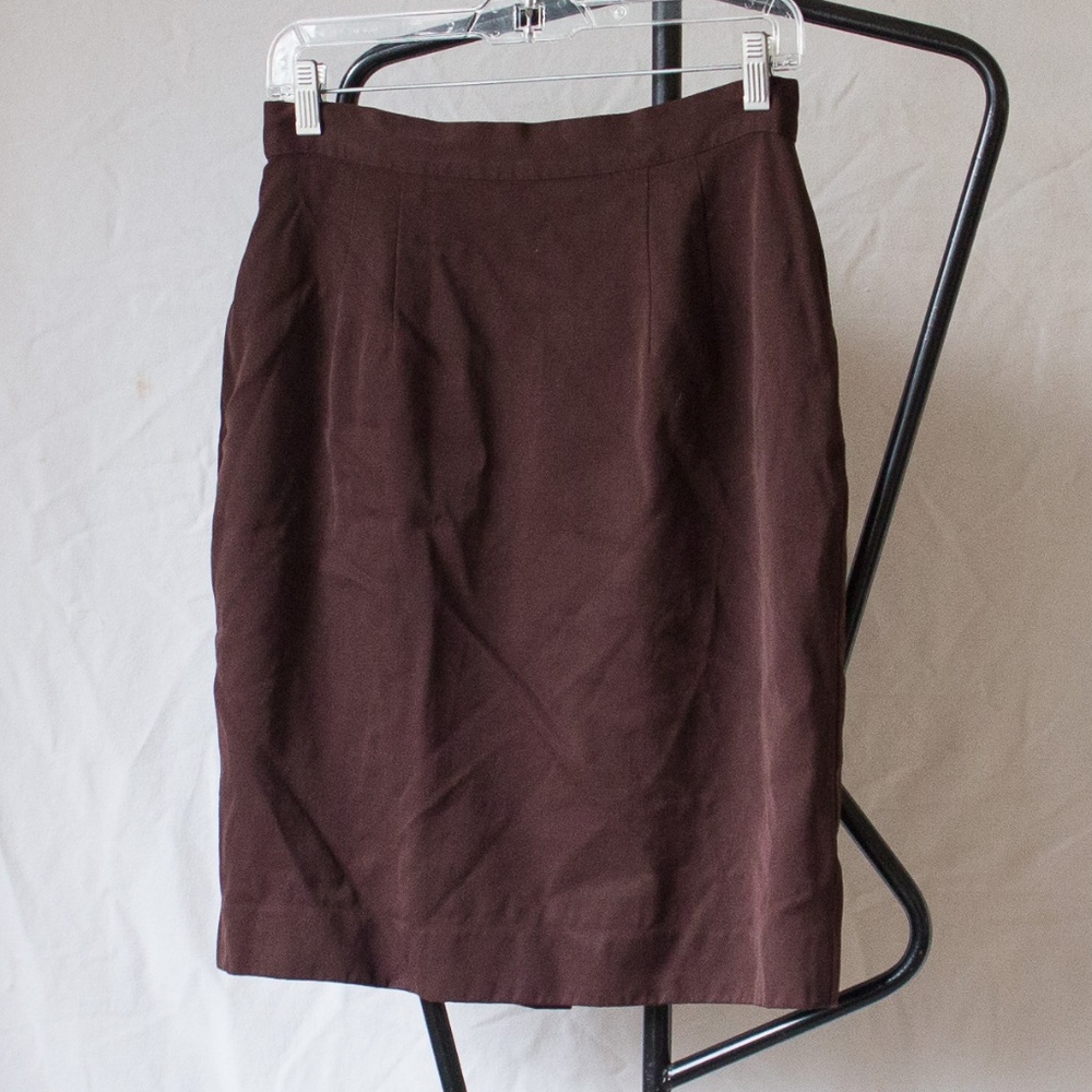 Vintage Wool Brown Lined Pencil Skirt Size 10